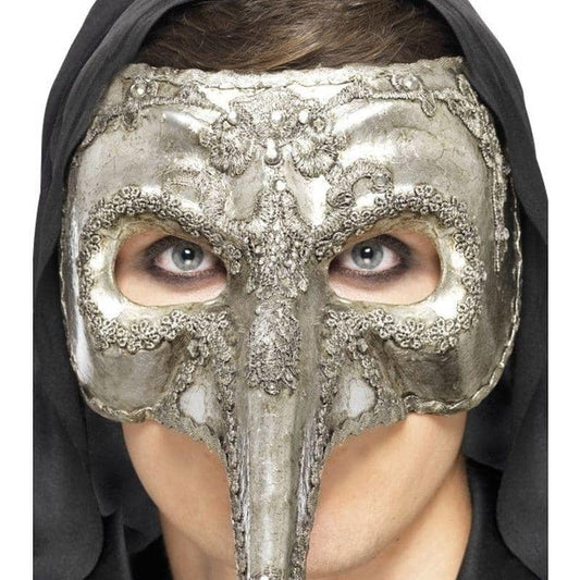 Venetian Capitano Mask Adult Silver Halloween Luxury Costume Accessory 2