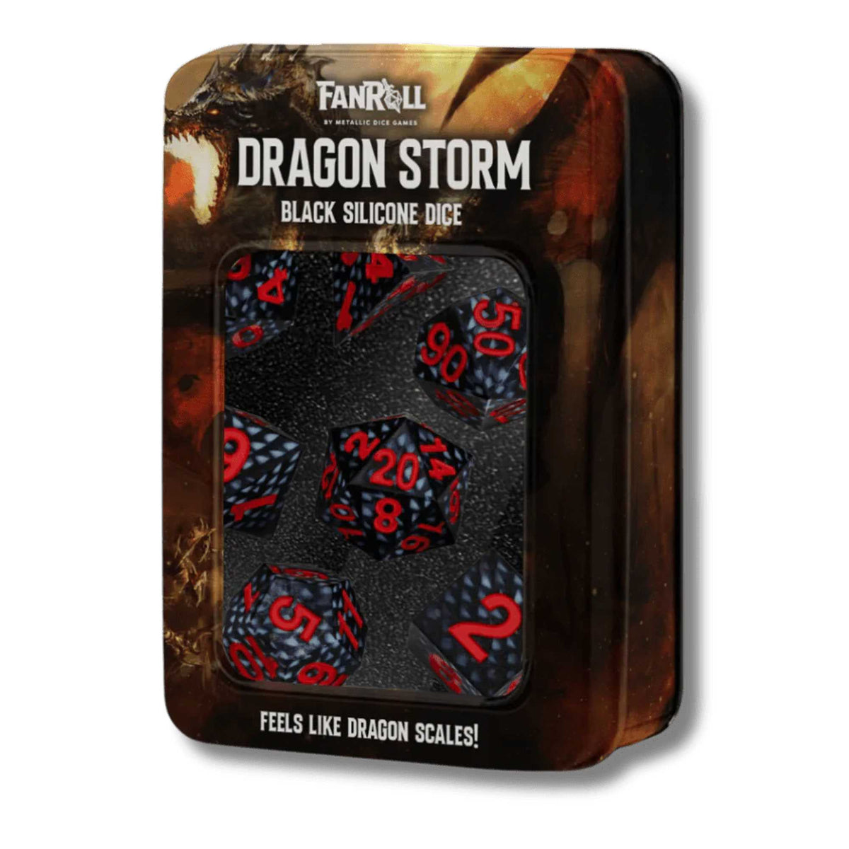 Fanroll Dragon Storm Silicone Dice Set Black Dragon Scales Board Game 1