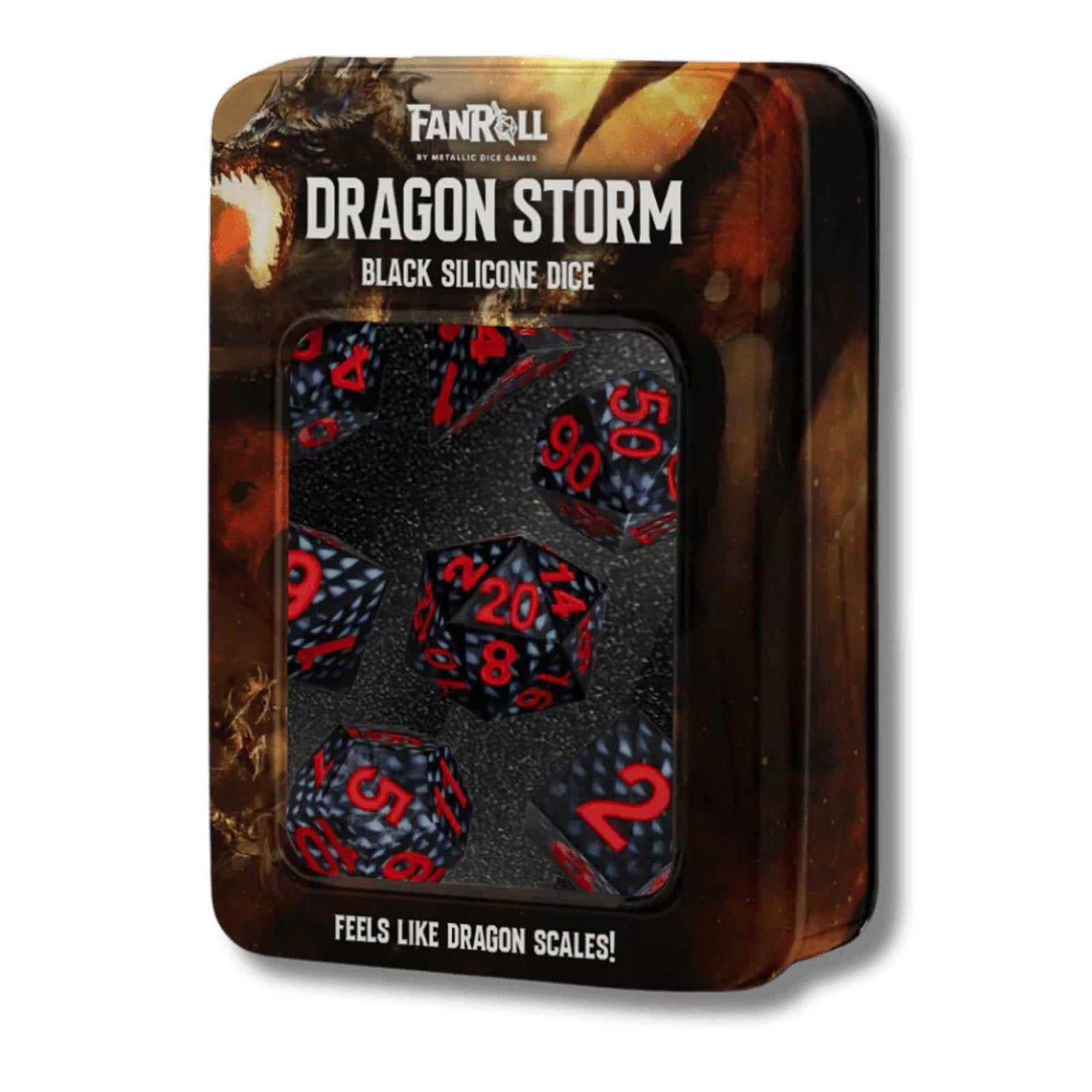 Fanroll Dragon Storm Silicone Dice Set Black Dragon Scales Board Game 1