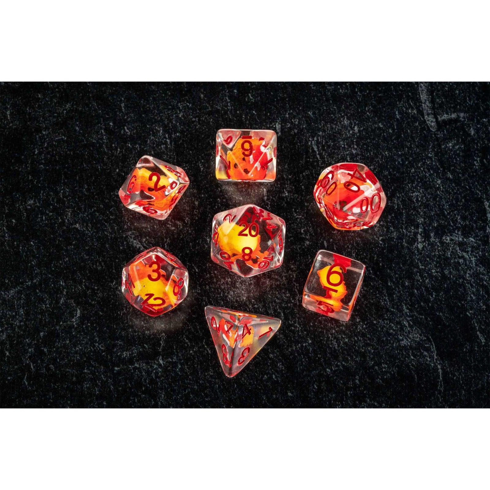 Inclusion Resin Dice Set Red Dragon Dragon Storm FanRoll Gaming Accessory by Metallic Dice 2