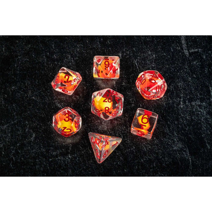 Inclusion Resin Dice Set Red Dragon Dragon Storm FanRoll Gaming Accessory by Metallic Dice 2