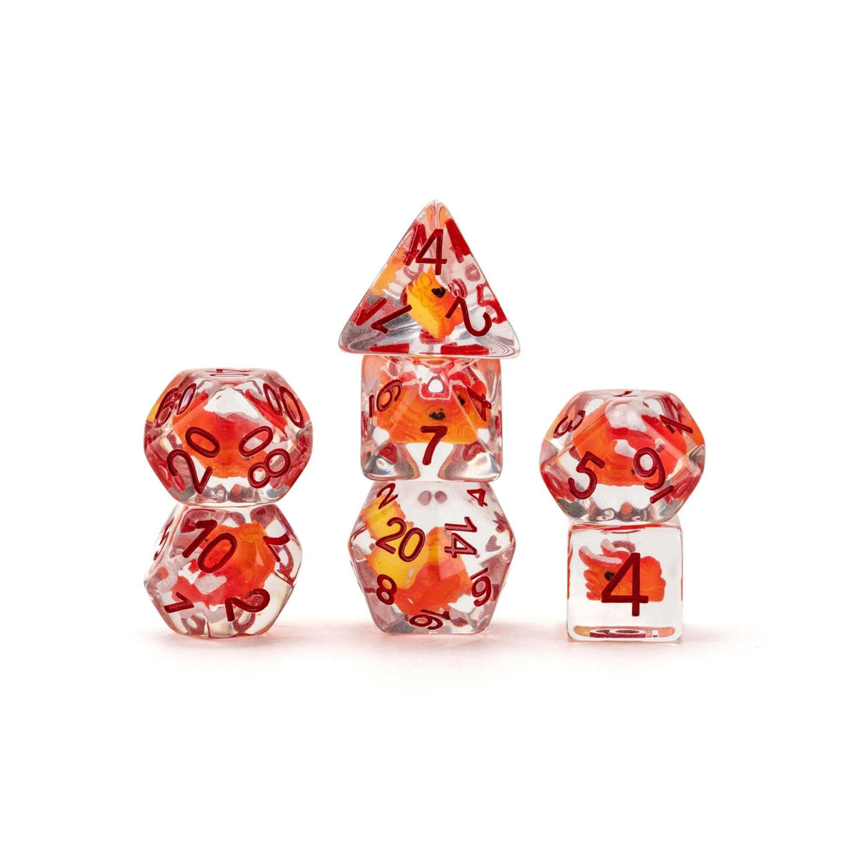 Inclusion Resin Dice Set Red Dragon Dragon Storm FanRoll Gaming Accessory by Metallic Dice 3