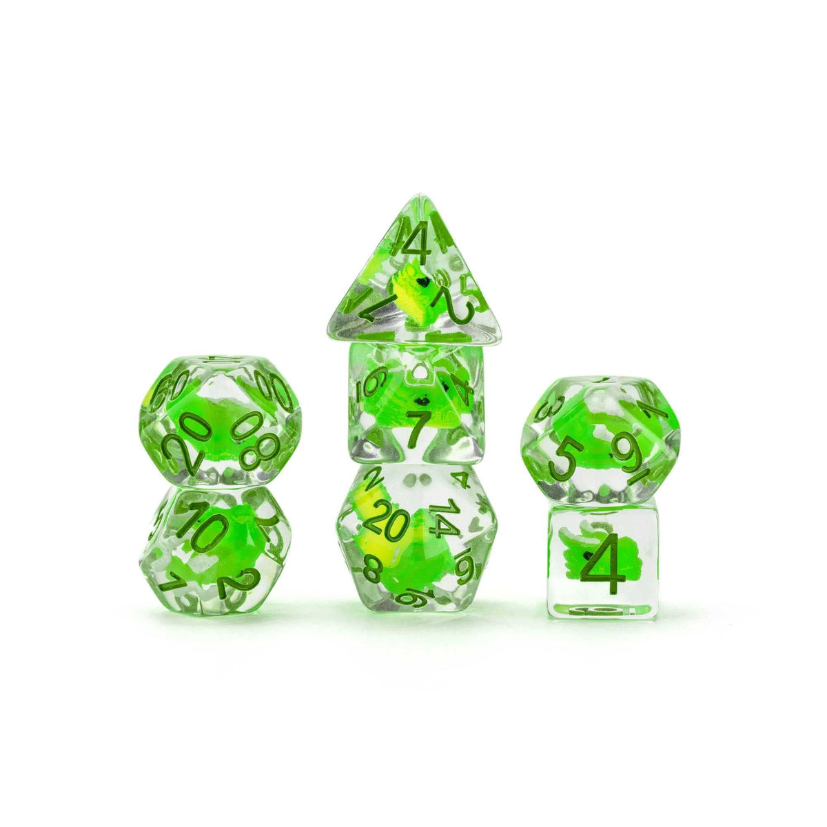Inclusion Resin Dice Set Green Dragon Dragon Storm FanRoll Gaming Accessory by Metallic Dice 3