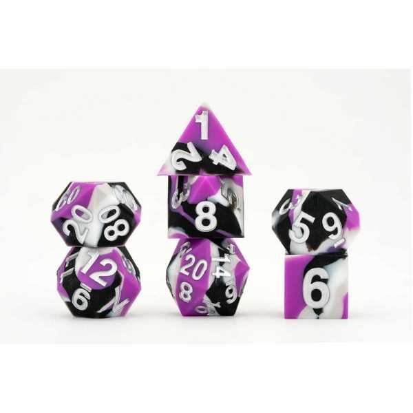 16mm Pride Sharp Edge Silicone Rubber Poly Dice Set Asexual Gaymers Pride FanRoll Gaming Accessory by Metallic Dice 1
