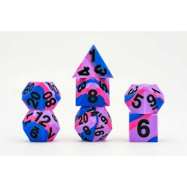 16mm Pride Sharp Edge Silicone Rubber Poly Dice Set Bisexual Gaymers Pride FanRoll Gaming Accessory by Metallic Dice 1