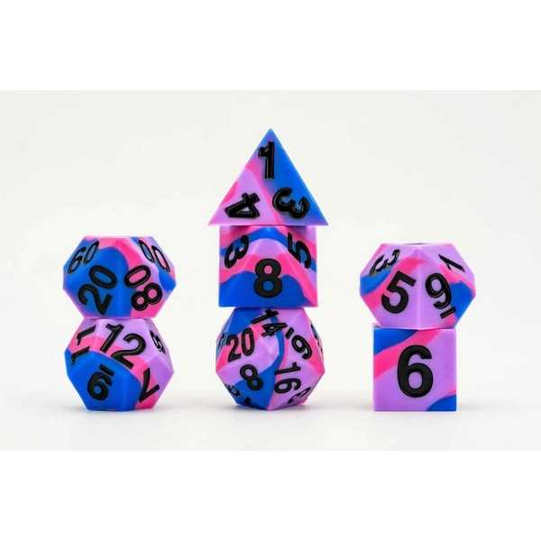 FanRoll: Gaymers Pride: 16mm Pride Sharp Edge Silicone Rubber Poly Dice Set - Bisexual