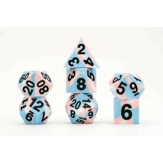 FanRoll: Gaymers Pride: 16mm Pride Sharp Edge Silicone Rubber Poly Dice Set - Transgender 1