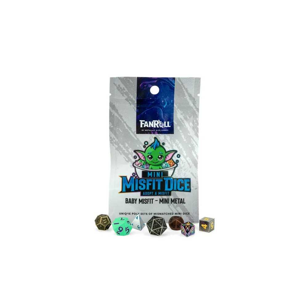 FanRoll Mystery Misfit Mini Metal Polyhedral Dice Set Display of 12 Gaming Accessory by Metallic Dice 1