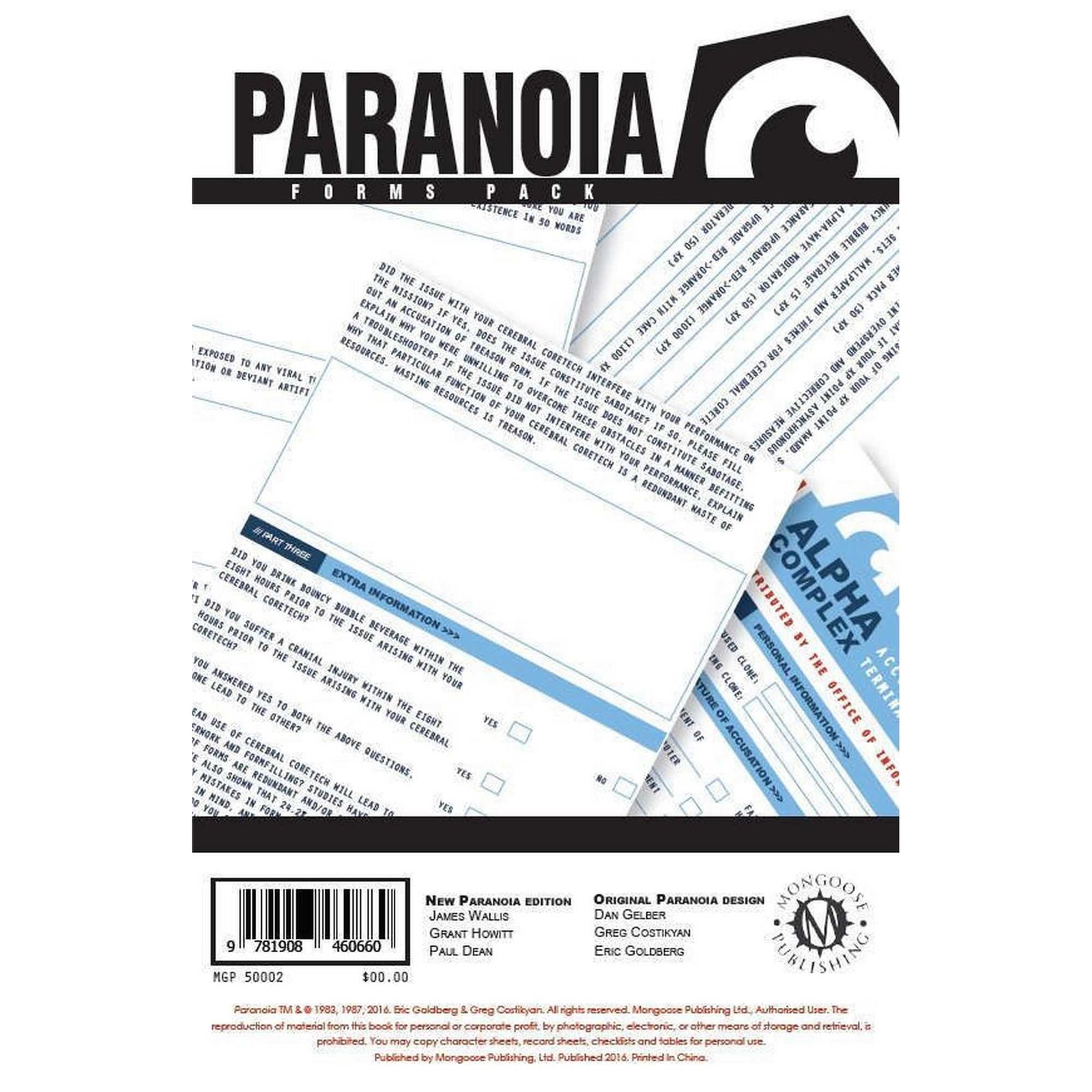 Paranoia: Forms Pack 1