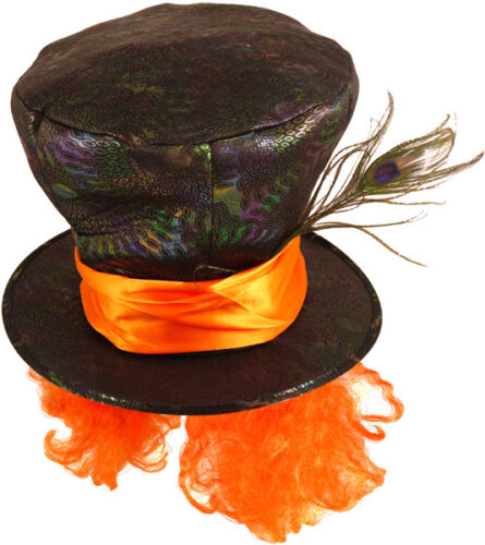Mad Hatter Hat Alice In Wonderland Style with Orange Hair Mad Hatter Hat Alice In Wonderland Style with Orange Hair