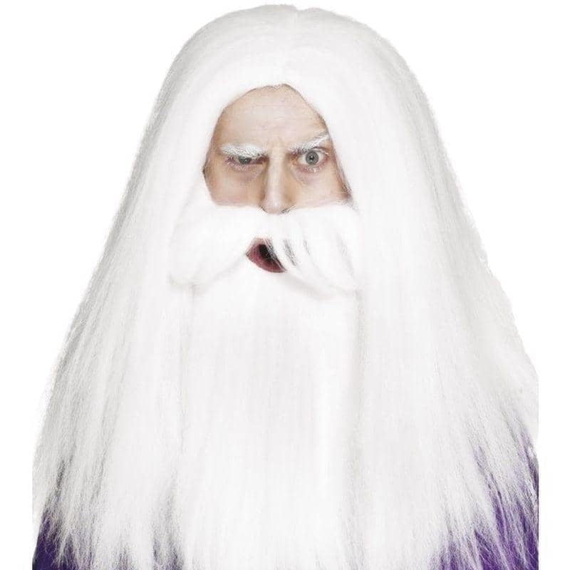 Magician Set White Wig and Beard Wizard Costume Hair for Men 2