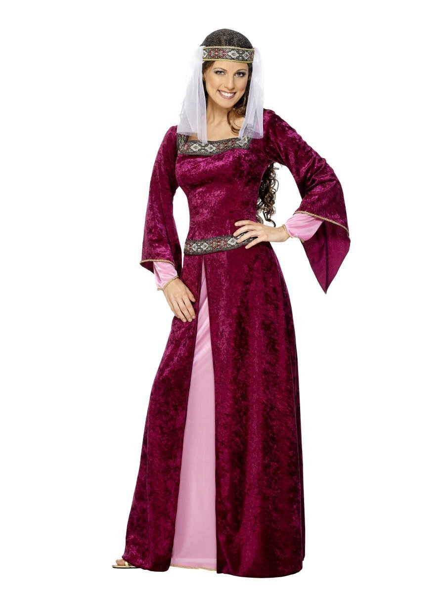 Maid Marion Costume Adult Burgundy Dress Headpiece 2