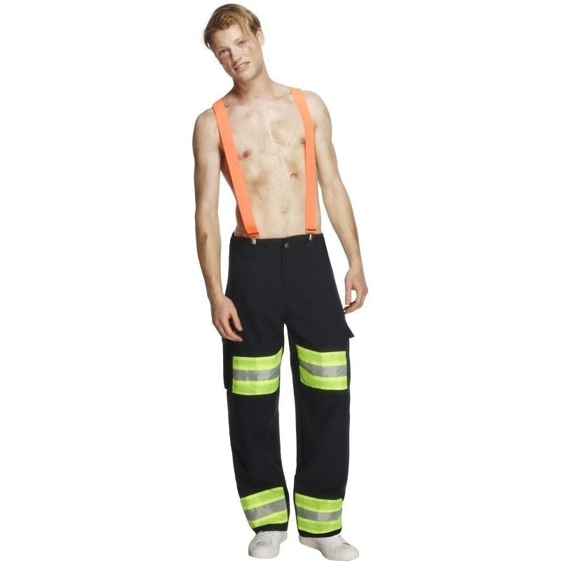 Male Firefighter Costume Fever Adult Blue Orange 2