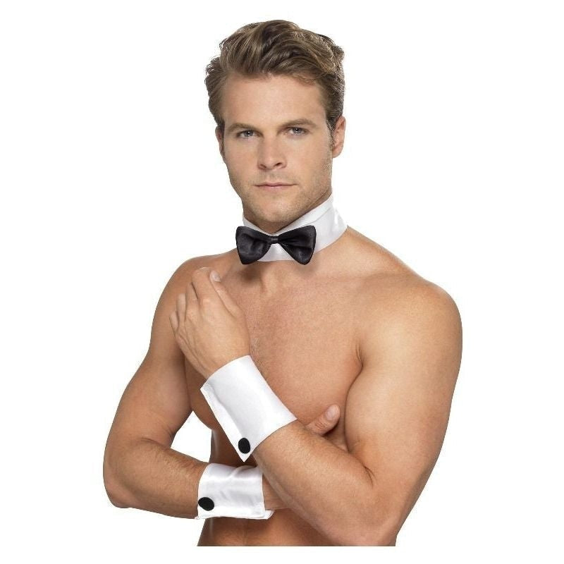 Male Stripper Kit Adult Black Collar Bow-Tie Cuffs 2