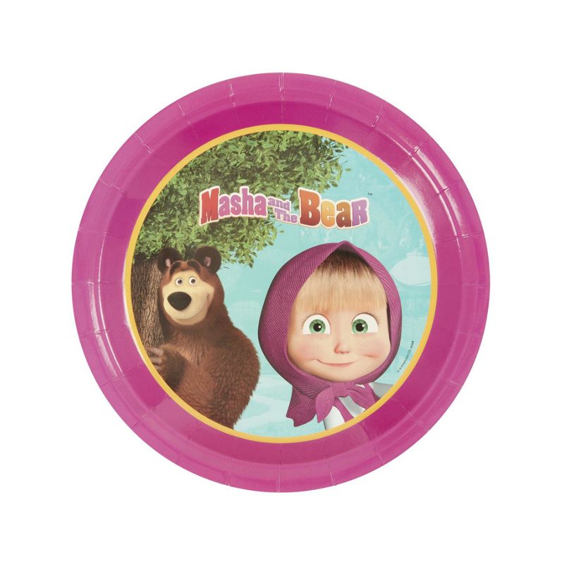 Masha and The Bear Tableware Party Plates x8 Child Pink Purple 1