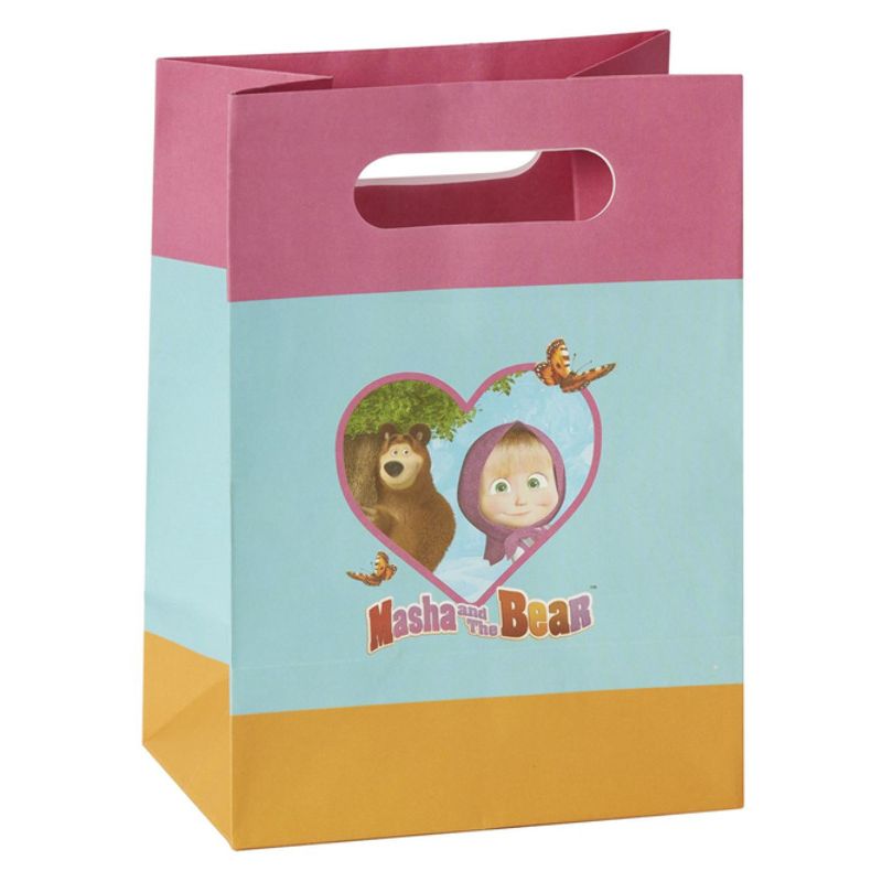 Masha and the Bear Tableware Party Bags x8 Child Purple Blue Orange Pink 1