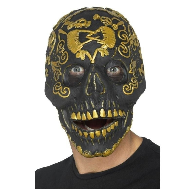 Masquerade Skull Halloween Mask Gold 2
