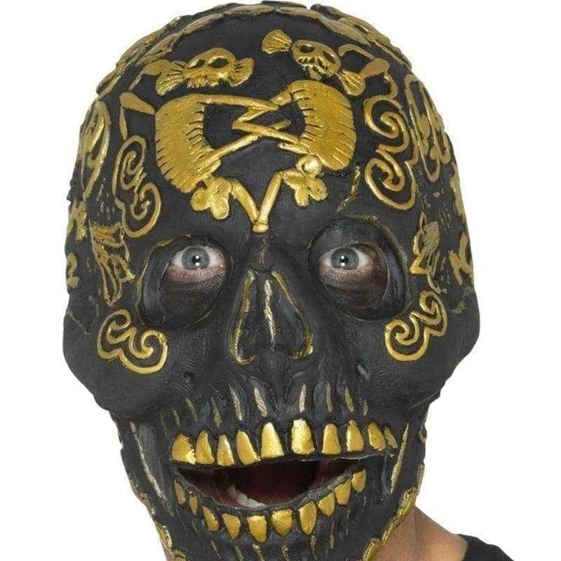 Masquerade Skull Halloween Mask Gold_1