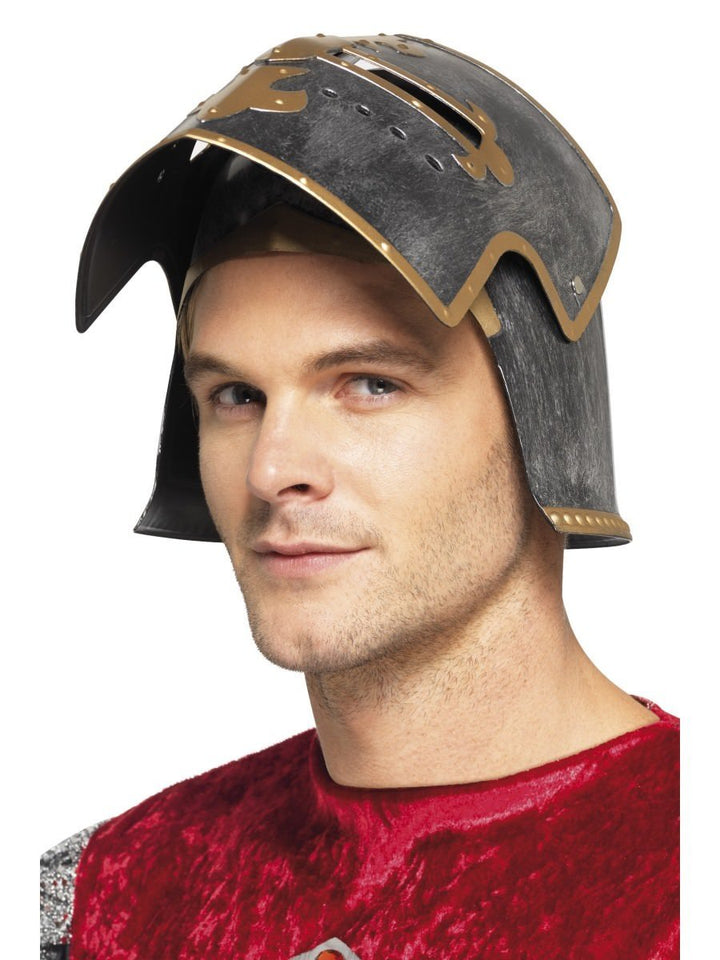 Medieval Crusader Helmet Adult Silver Moveable Face Shield