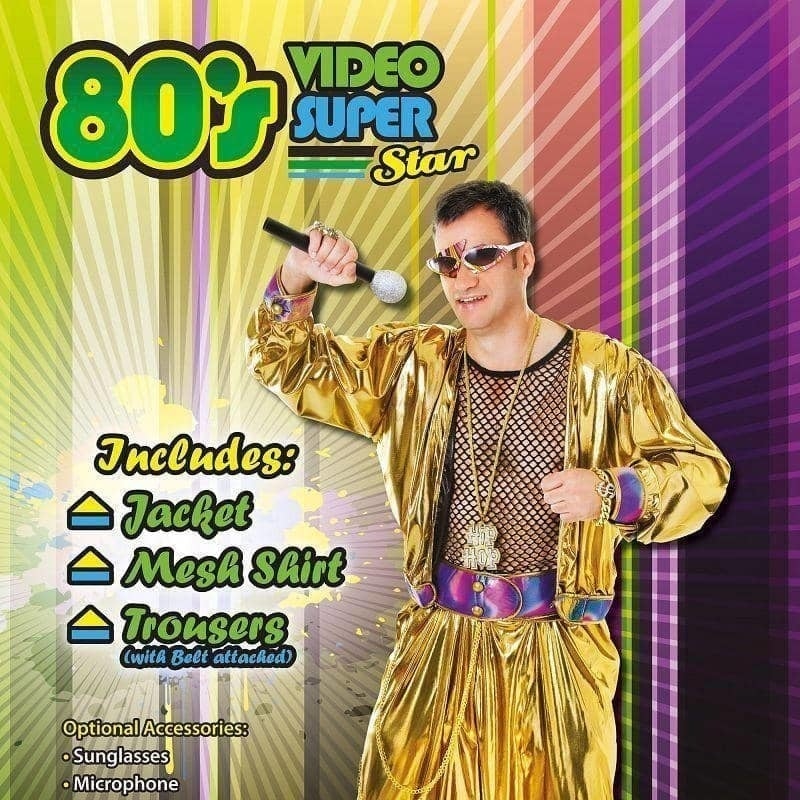 Size Chart Mens 80s Video Super Star Adult Costume Male Halloween