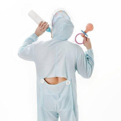 Mens Baby Sleepsuit Blue Adult Costume Male Halloween 3