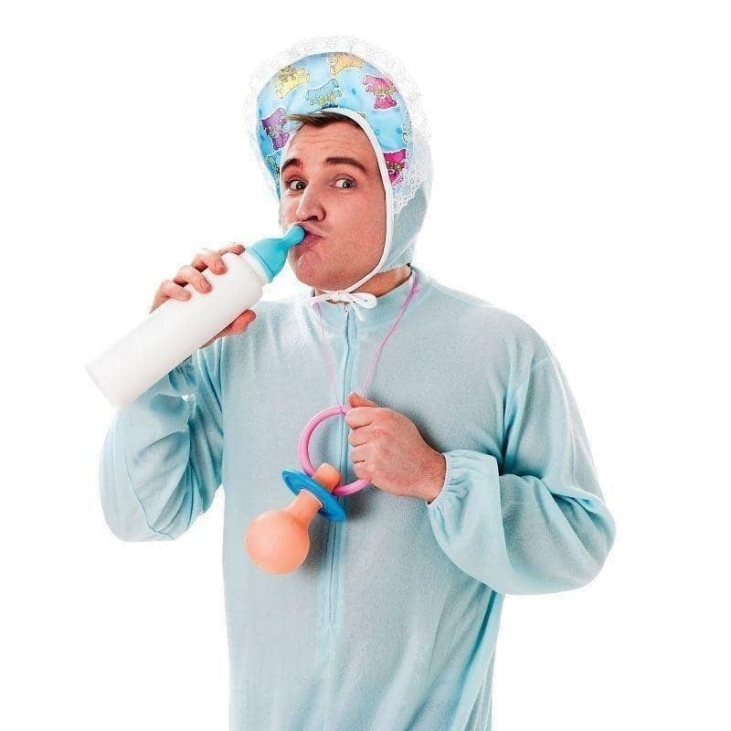 Mens Baby Sleepsuit Blue Adult Costume Male Halloween 1