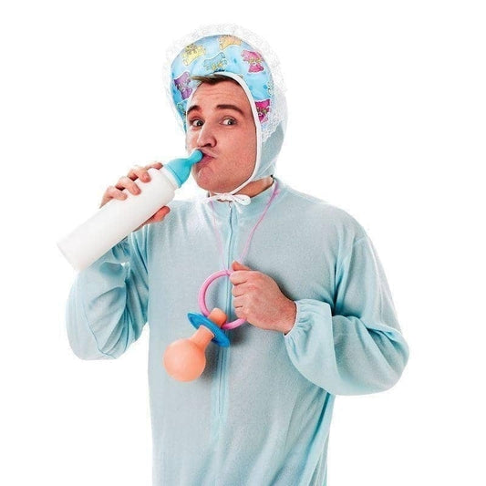 Mens Baby Sleepsuit Blue Adult Costume Male Halloween 1