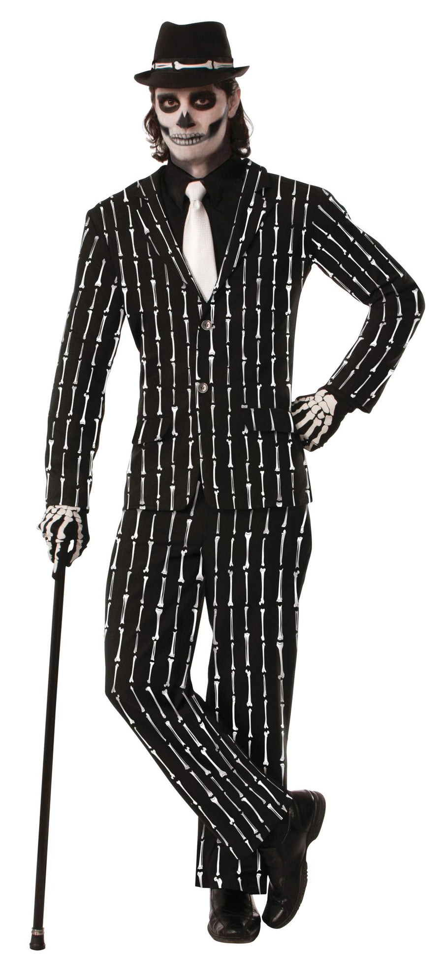Mens Bone Pin Stripe Suit Adult Costume Male Halloween_1