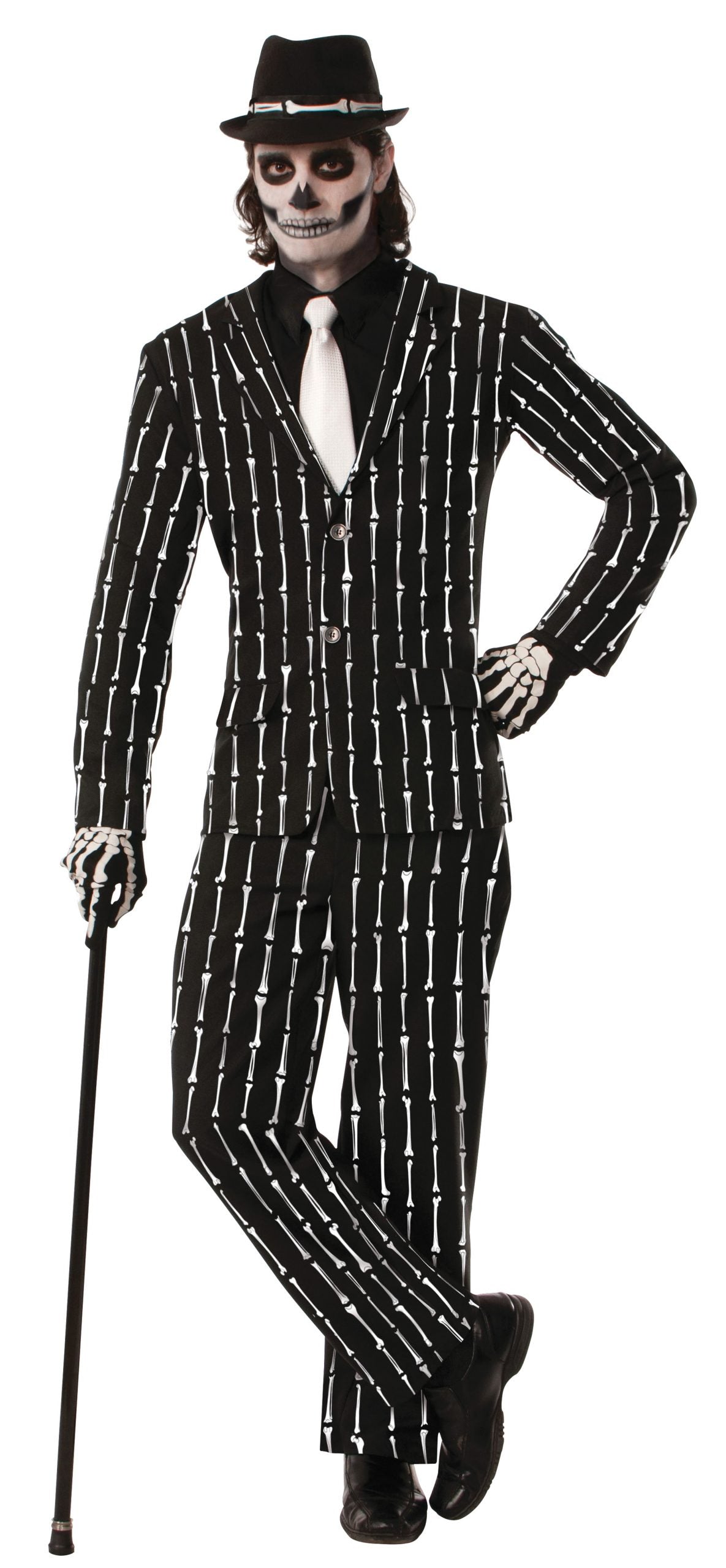 Mens Bone Pin Stripe Suit Adult Costume Male Halloween 1