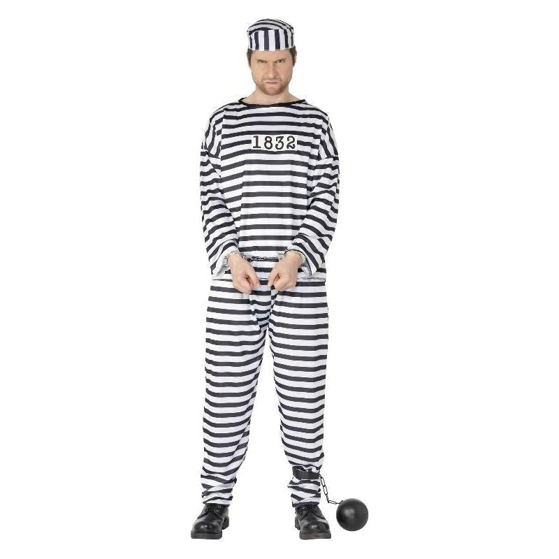 Mens Convict Costume Black White_2