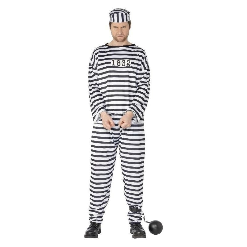 Mens Convict Costume Black White 2