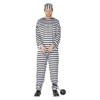 Mens Convict Costume Black White 2