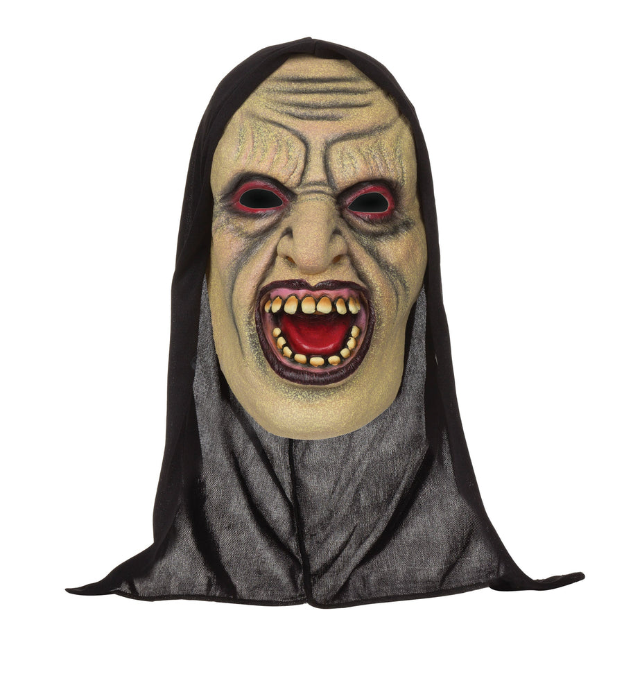 Mens Demon Open Mouthed Mask With Hood Rubber Masks Male Halloween Costume_1