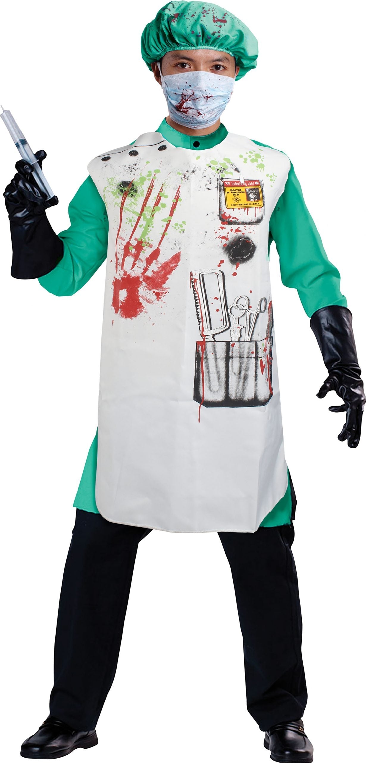 Mens Doctor Set Bloody Apron + Hat Instant Disguises Male 1