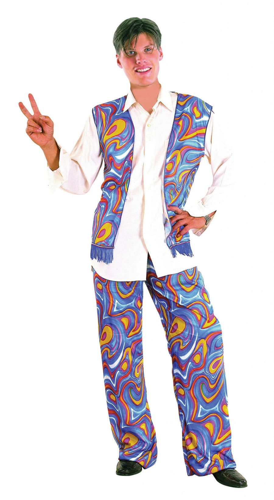 Mens Flower Power Hippy Man Adult Costume Male Halloween_1