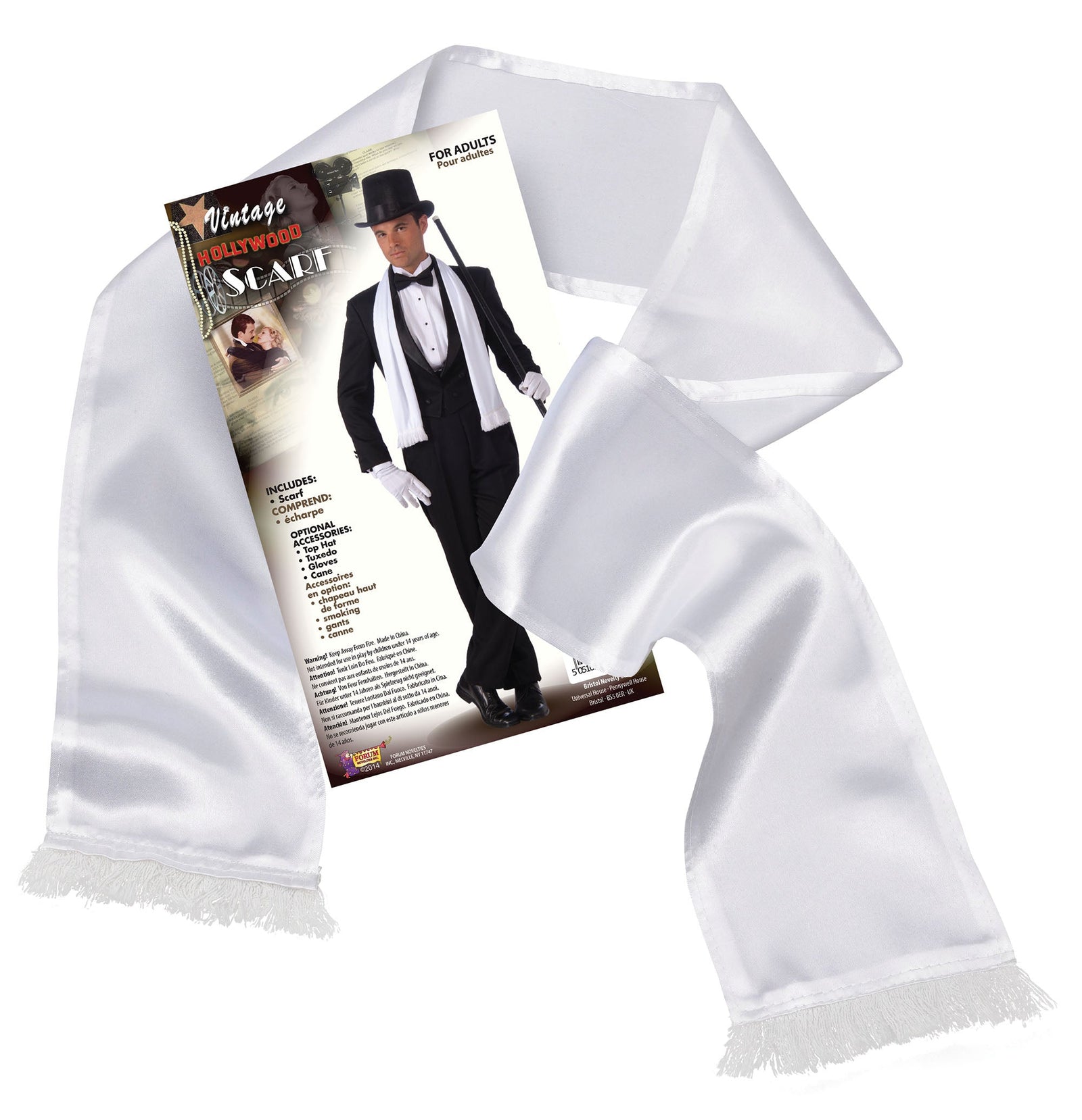 Mens Gangster Scarf White Costume Accesories Male Halloween 1