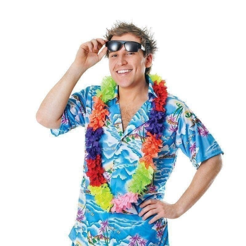 Mens Hawaiian Costume Blue Shirt and Shorts 1