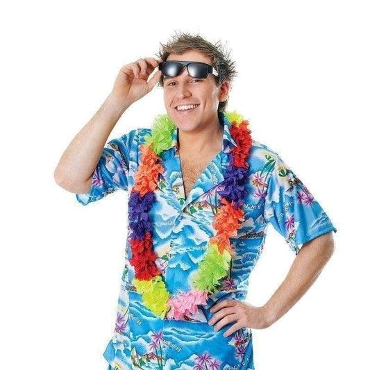 Mens Hawaiian Costume Blue Shirt and Shorts 1