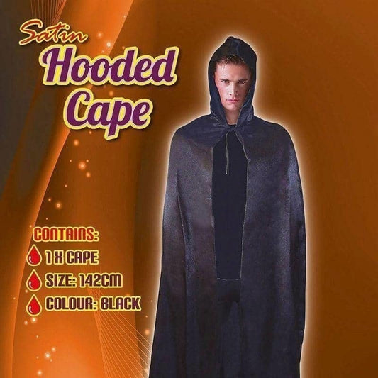 Mens Hooded Cape Satin 142cm Adult Costume Male Halloween 2