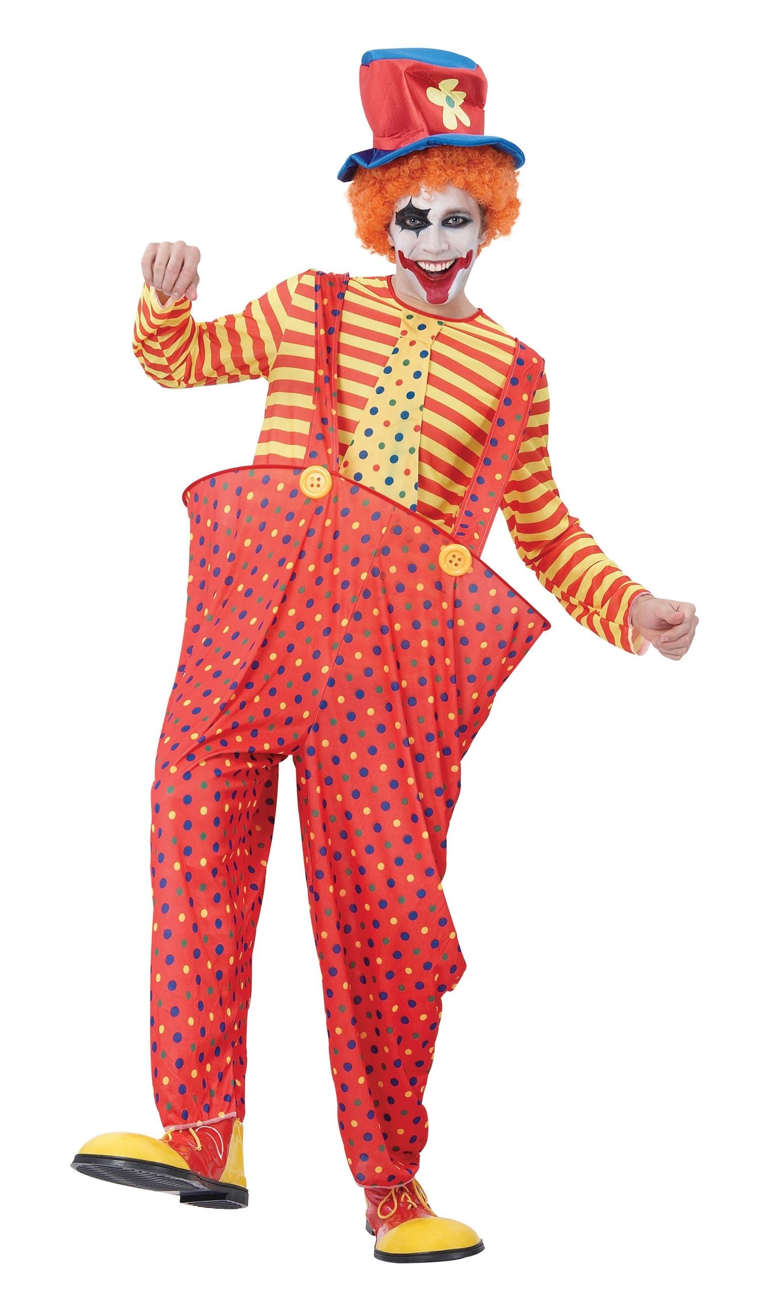 Mens Hoop Clown Adult Costume Male Halloween 1