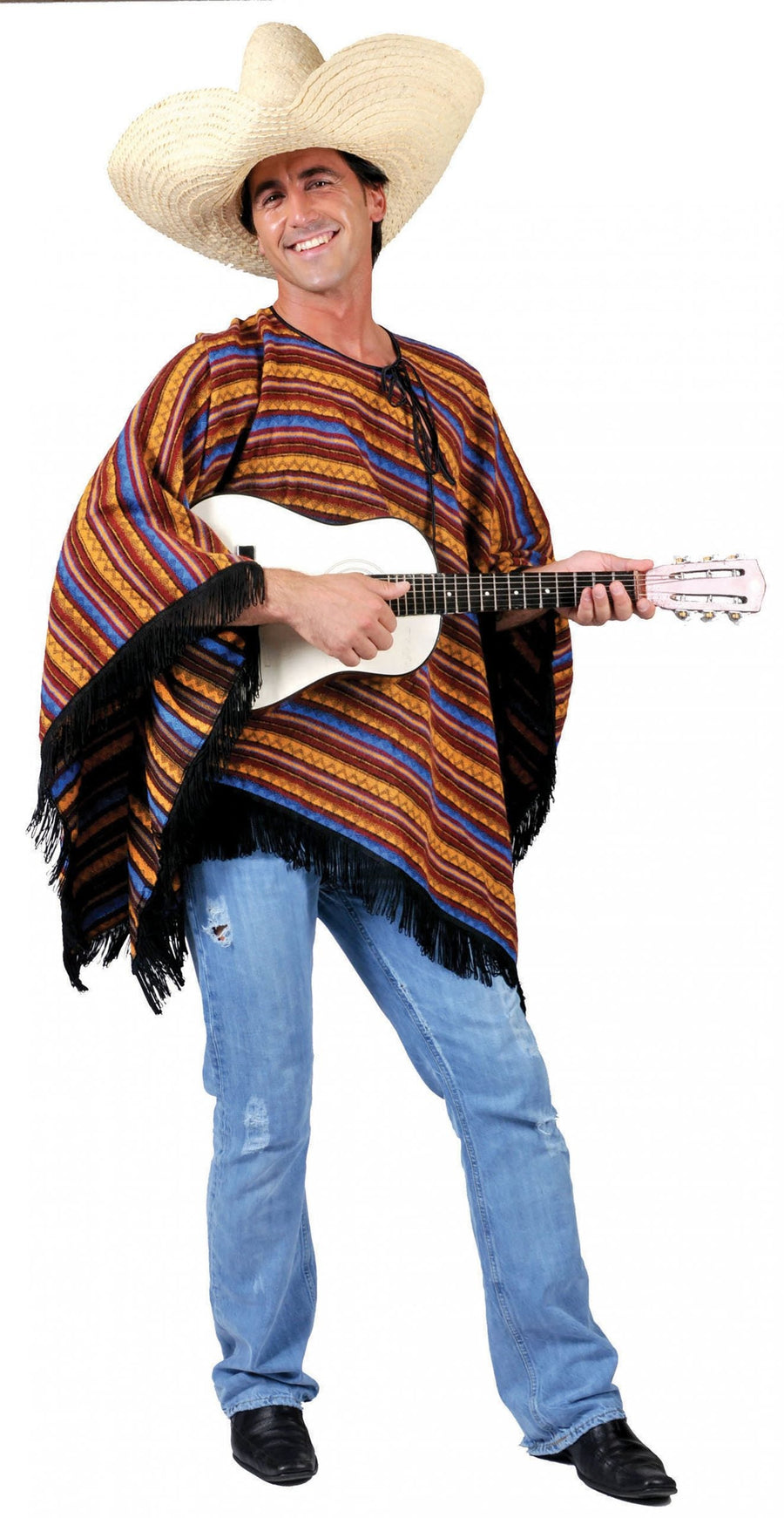 Mens Mexican Poncho Stripey Ff 54 Adult Costume Male Halloween_1 AC545
