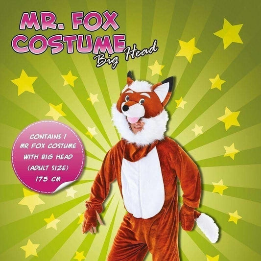 Mens Mr Fox Big Head Adult Costume Male Halloween 2