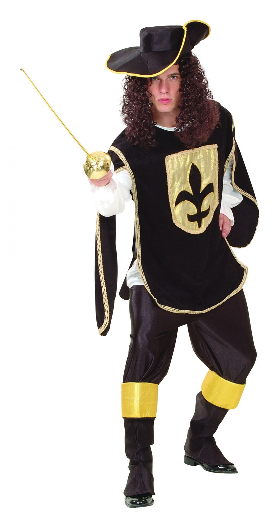 Mens Musketeer Man Black Adult Costume Male Halloween_1