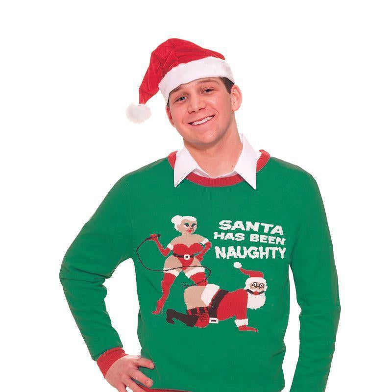 Mens Naughty Santa Sweater Adult Costumes Male Chest Size 44"_1