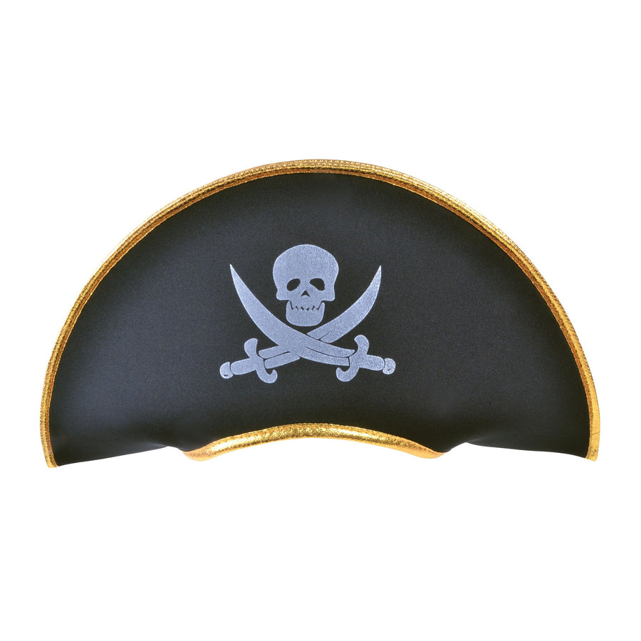 Mens Pirate Hat Fabric Gold Edging Hats Male Halloween Costume_1