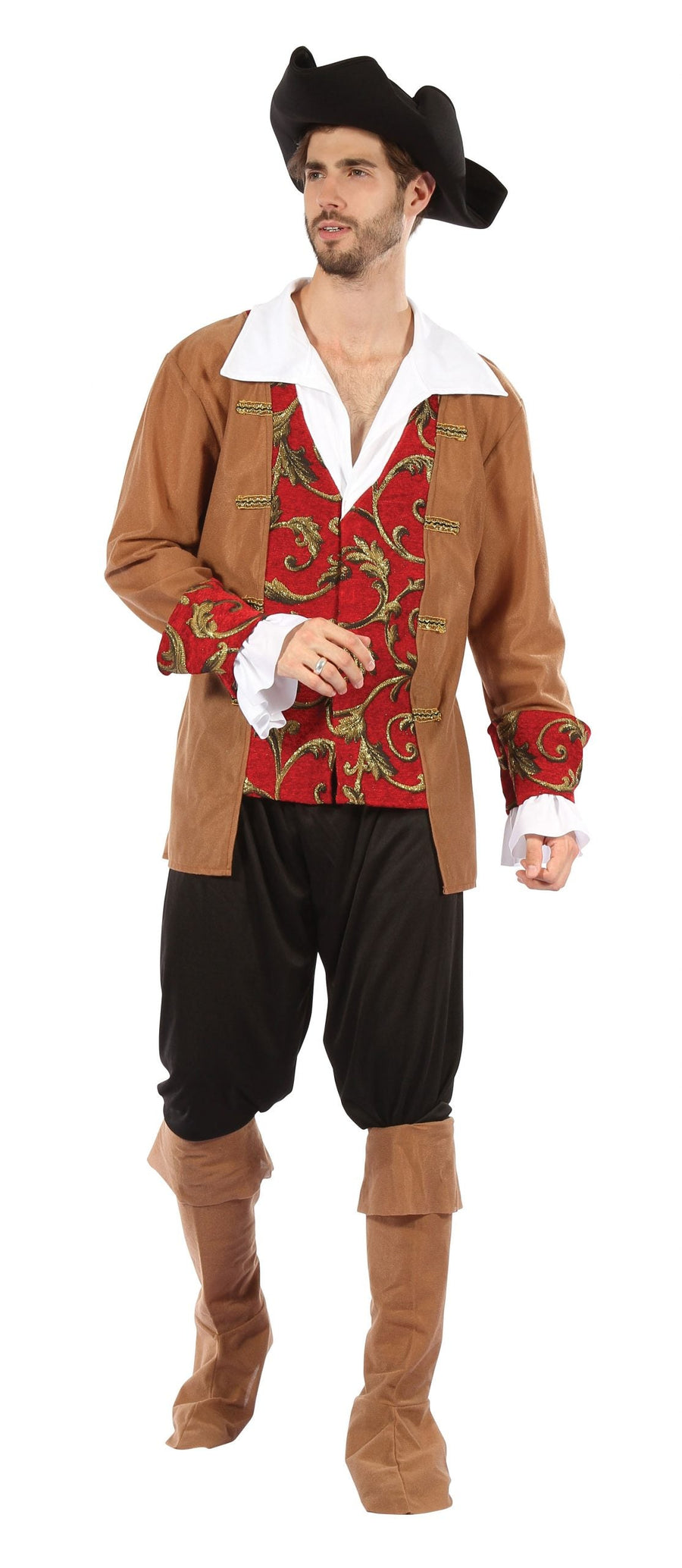 Mens Pirate Male Red Brown Adult Costume Halloween_1