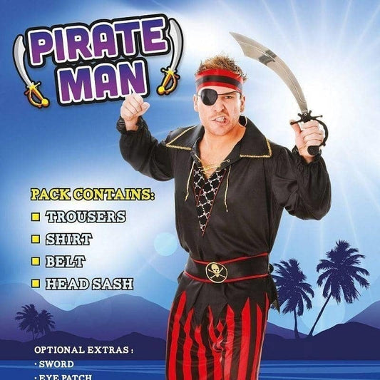 Mens Pirate Man Adult Costume Male Halloween 2
