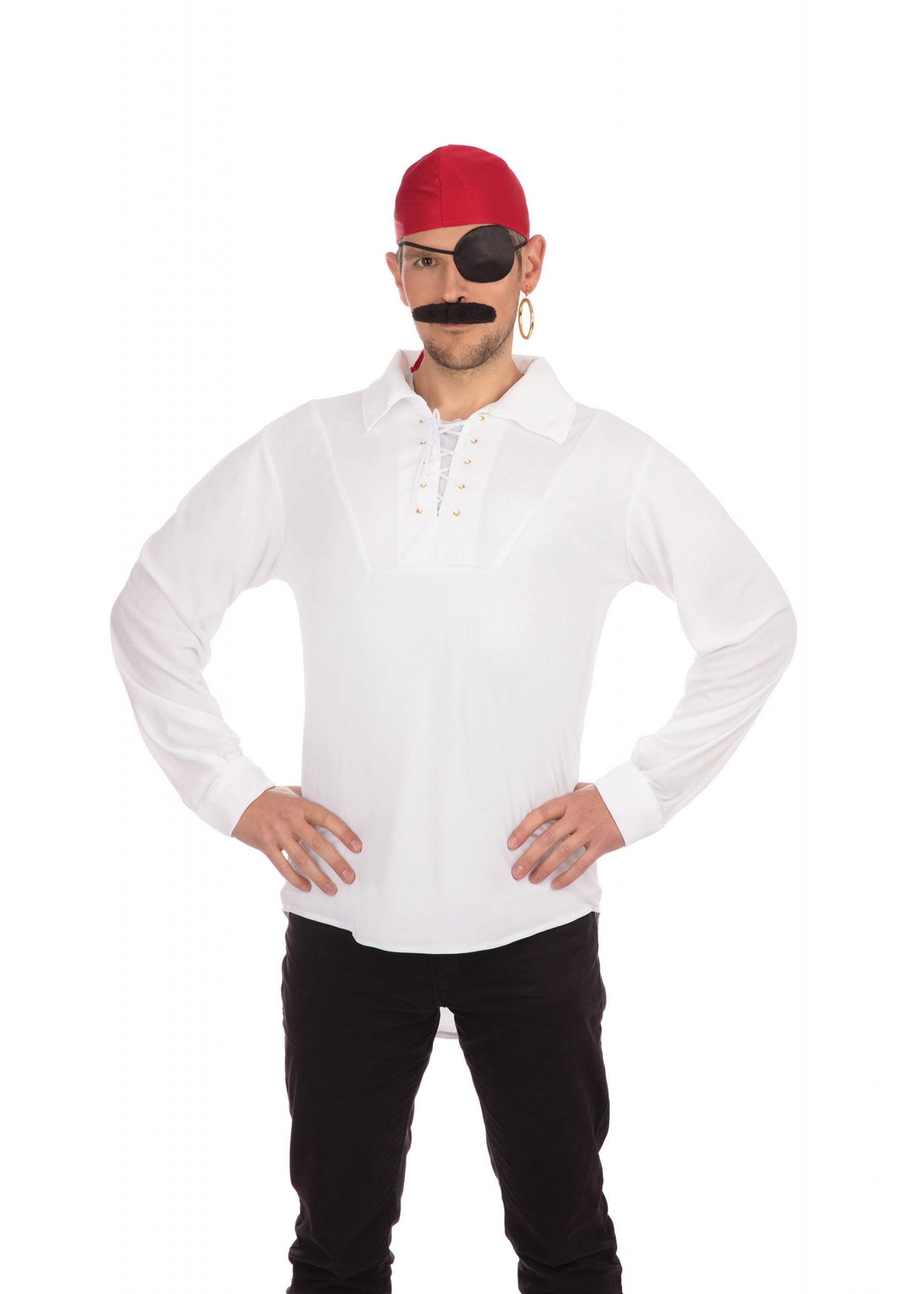 Mens Pirate Shirt White Adult Costume Male Halloween 1