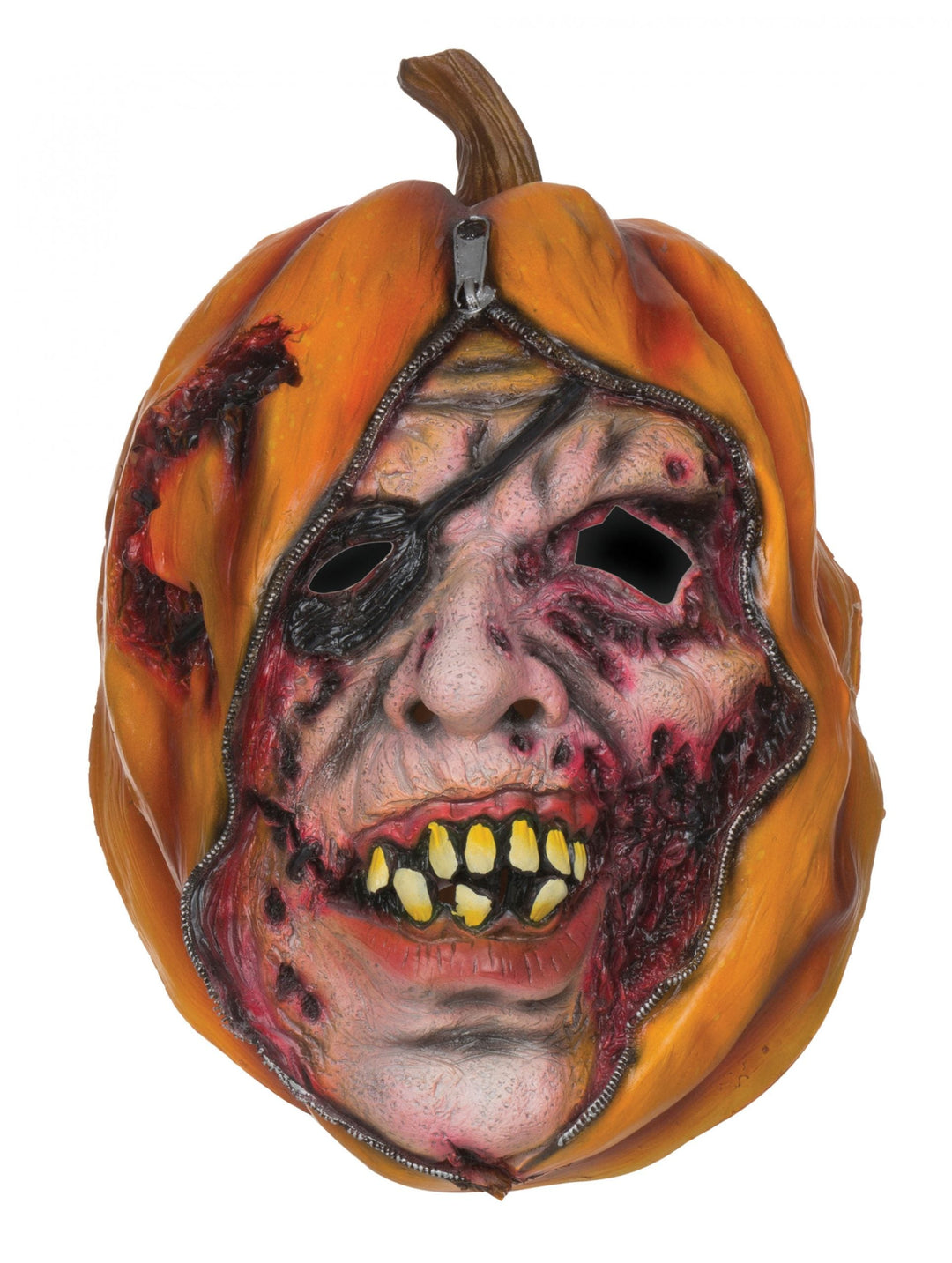 Mens Pumpkin Mask Unzipped Rubber Masks Male Halloween Costume_1