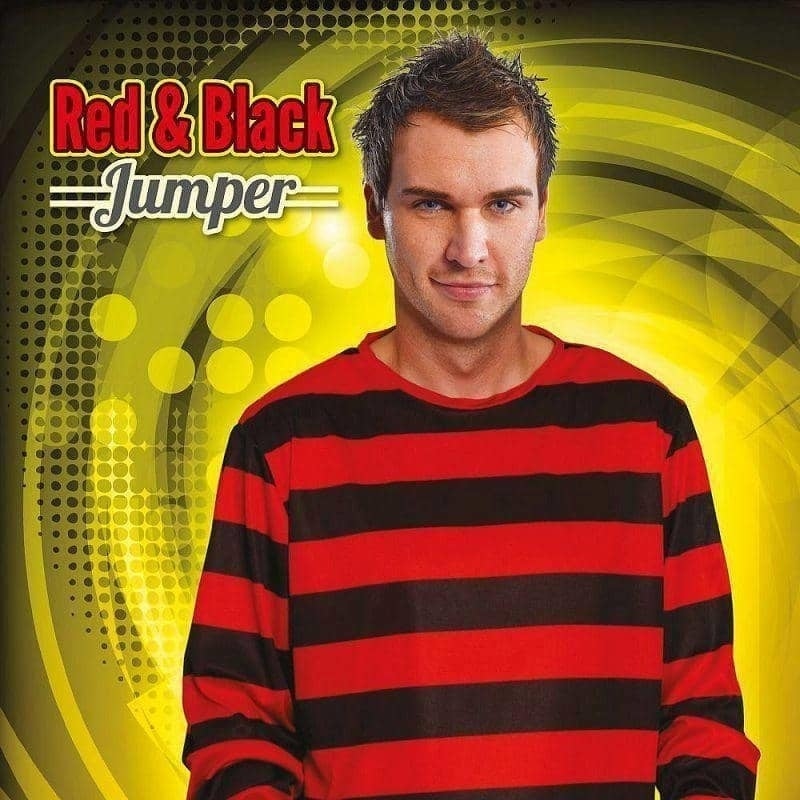 Mens Red Black Jumper Dennis The Menace Adult Costume Male Halloween 2